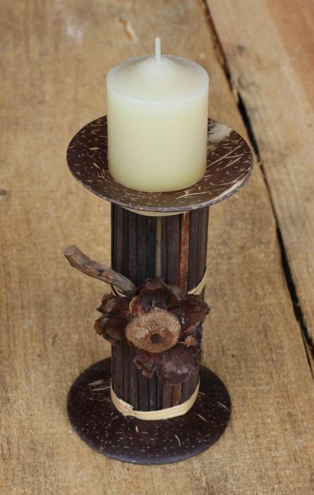 Kerzenständer Bambus Kokos 2