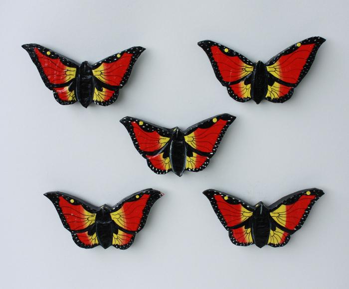 Schmetterling Magnete rot 5er Set