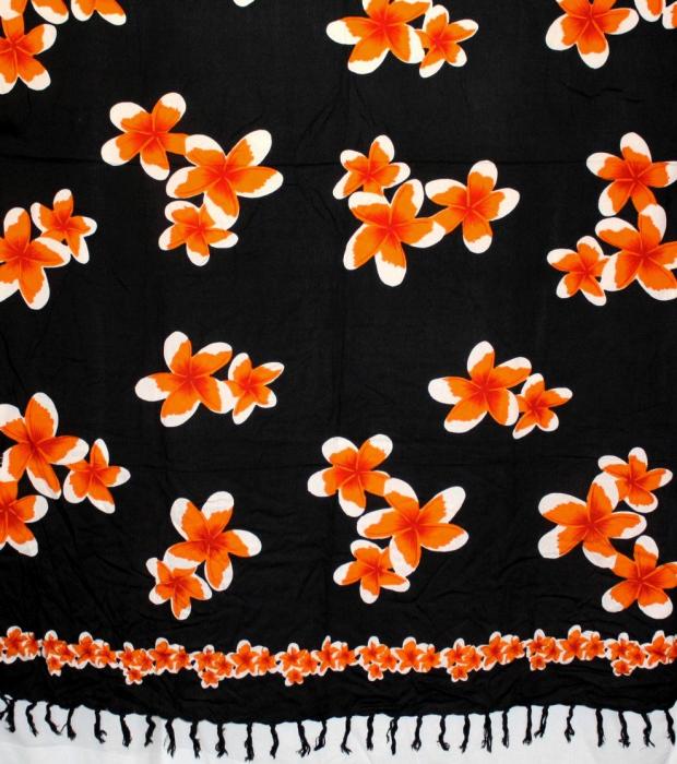 Sarong Blüten schwarz orange